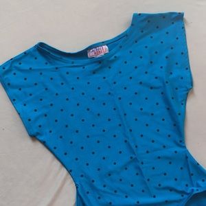 Vintage Turquoise Polka Dot Dance Leotard/Swimsuit